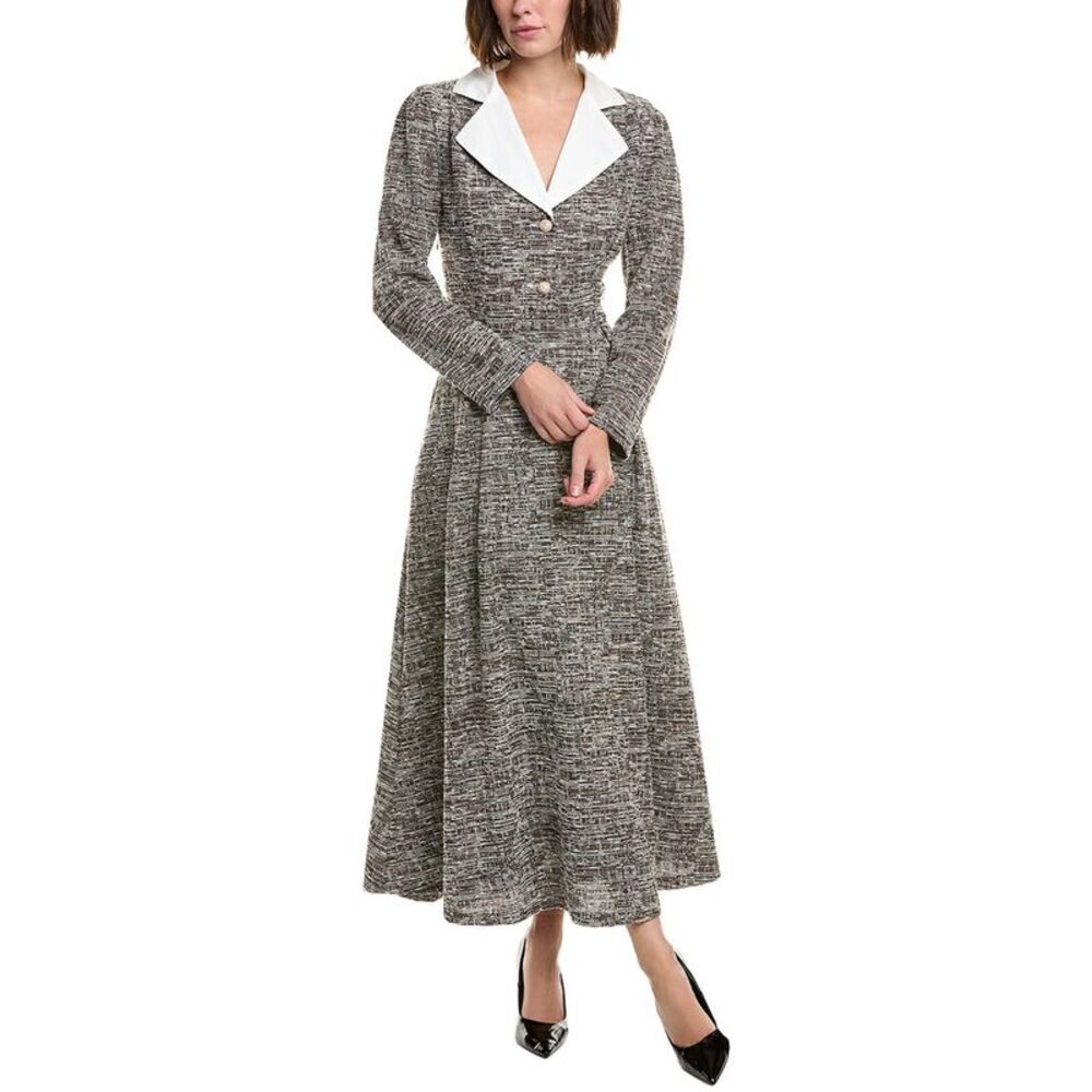Pascale La Mode Womens  Tweed Maxi Dress, Grey